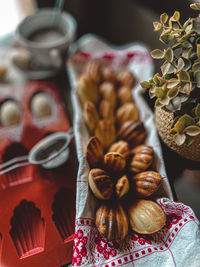 High angle view of food on table