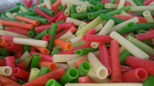 Full frame shot of colorful raw pasta
