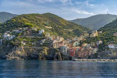 Scenery around riomaggiore, a village at a coastal area named cinque terre in liguria