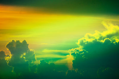 Low angle view of dramatic sky during sunset