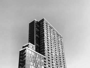 Low angle view of modern building against clear sky