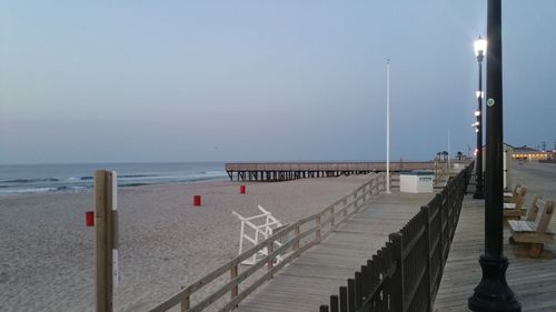 Scenic view of sea against clear sky