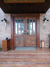 View of wooden door of building