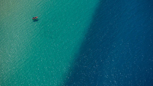 High angle view of blue sea