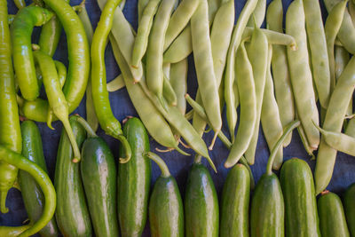 High angle view of vegetables for sale in market