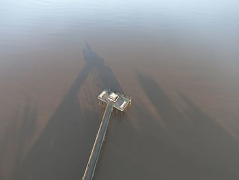 High angle view of lighting equipment in lake