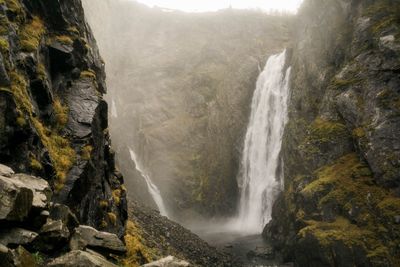 Scenic view of waterfall