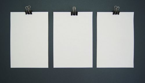 Close-up of empty paper against white background