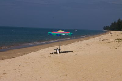 Scenic view of beach against clear sky