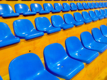 High angle view of empty chairs