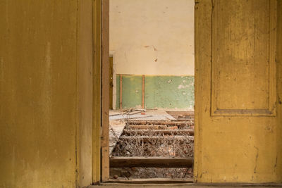 Old wooden door of building