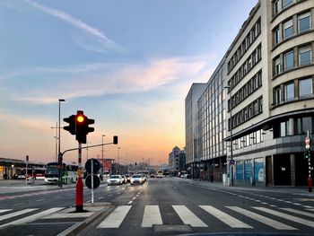 Road in city at sunset