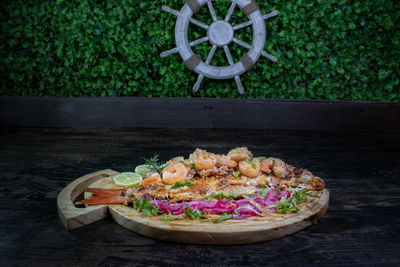 High angle view of vegetables on table