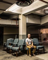 Man sitting in a row