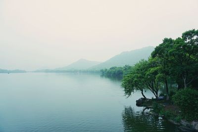 Scenic view of lake against sky