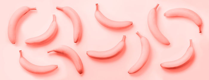 High angle view of pink petals on white background