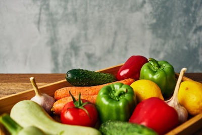 Close-up of multi colored bell peppers