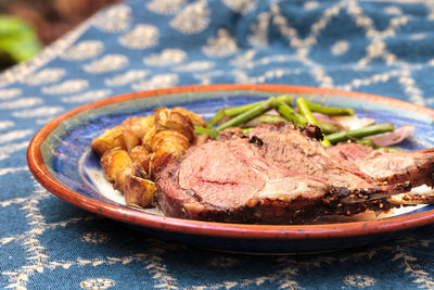 Close-up of food in plate on table