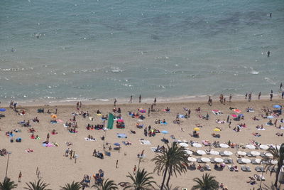 High angle view of people on beach