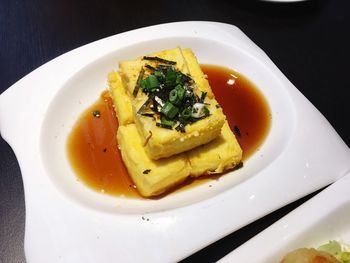 Close-up of meal served in plate