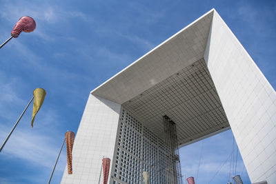 Low angle view of modern buildings against sky