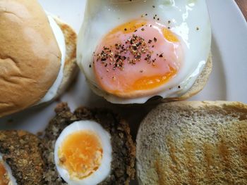 Close-up of breakfast in plate