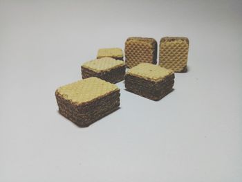 Close-up of chocolate cake against white background