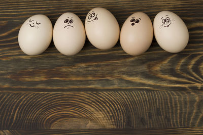 Close-up of eggs on table