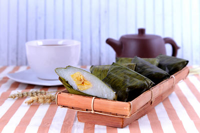 Close-up of food on table