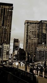 View of skyscrapers in city