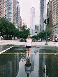 Reflection of buildings in water