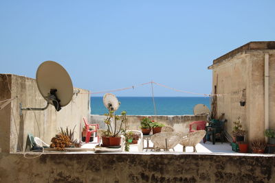 Panoramic view of sea against clear sky