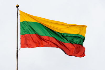 Lithuanian flag waving in the sky, lithuania is a baltic state in europe, independence day