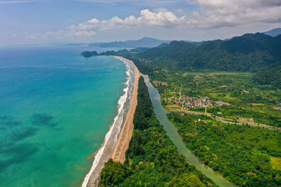 High angle view of sea against sky