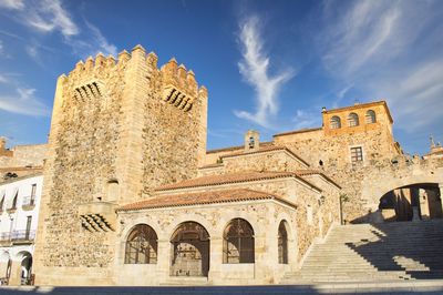 Low angle view of historical building against sky