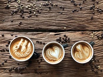 High angle view of coffee on table