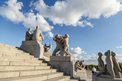 Low angle view of statue against sky