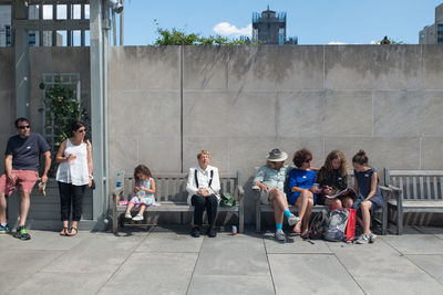 People sitting in modern office building