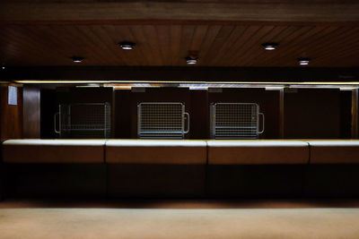 Interior of illuminated railroad station