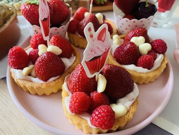 Close-up of strawberries in plate