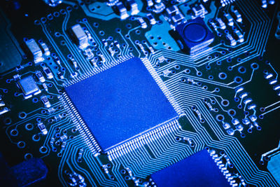 The microchip ai data mining concept of artificial intelligence on computer electronic board