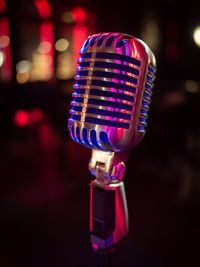 Close-up of illuminated lighting equipment