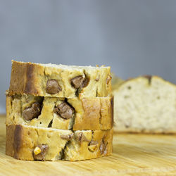Close-up of bread on cutting board