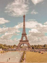 View of tower against cloudy sky