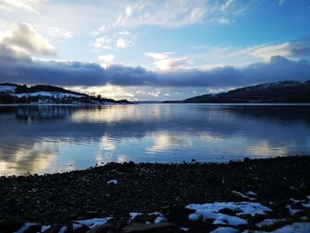 Scenic view of lake against sky