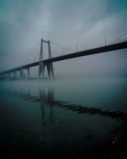 Suspension bridge over river