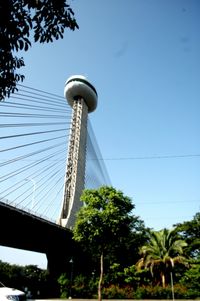 Low angle view of tower against clear sky