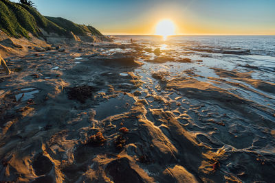 Scenic view of sea against sky during sunset