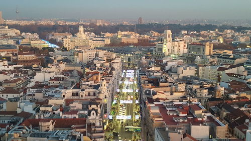 High angle view of townscape against sky