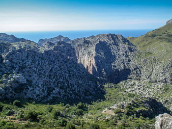 Scenic view of mountains against sky